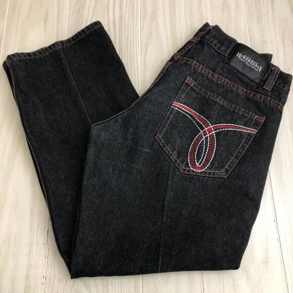 Urban Label Men's Denim Blue Jeans Red Stitching Straight Leg 36 Waist Zip Close - Picture 4 of 11